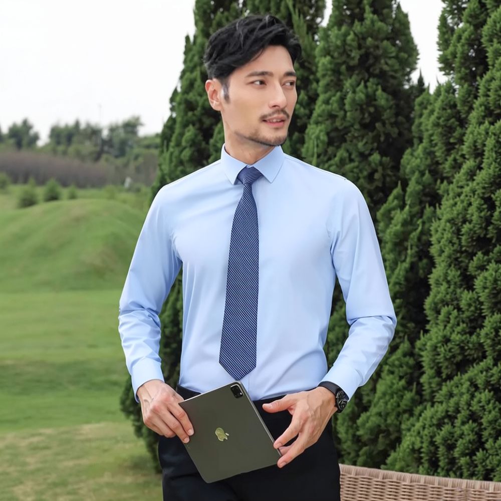 Breathable Bamboo Fiber Shirt Non Iron - Herrenmode Langarmhemd aus Bambusfaserstoff, atmungsaktiv, antibakteriell,