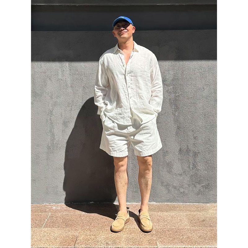 Leichtes Luxus-Leinen-Sonnensc – Mens Linen Shirt Long Sleeve Bewertung und Preis