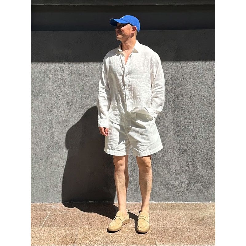 Leichtes Luxus-Leinen-Sonnensc – Mens Linen Shirt Long Sleeve Bewertung und Preis