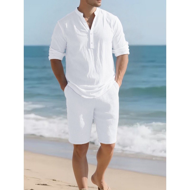 Herren Weißes Leinen-Mischgewe – Mens Linen Shirt Long Sleeve Bewertung und Preis