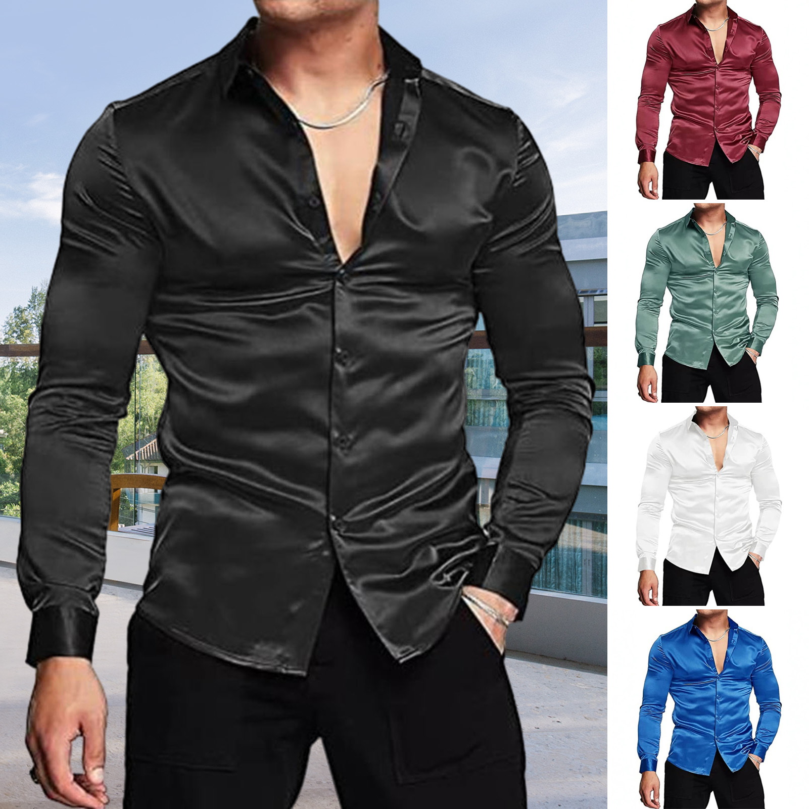 Rosa Seide Satin Luxus Kleid H – Mens Satin Silk Dress Shirt Bewertung und Preis