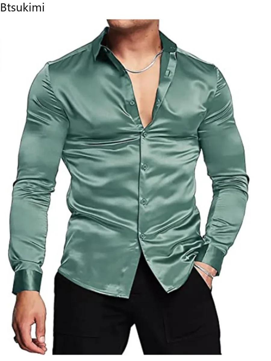 Neues 2026 Herren-Hemd, luxuri – Mens Satin Silk Dress Shirt Bewertung und Preis