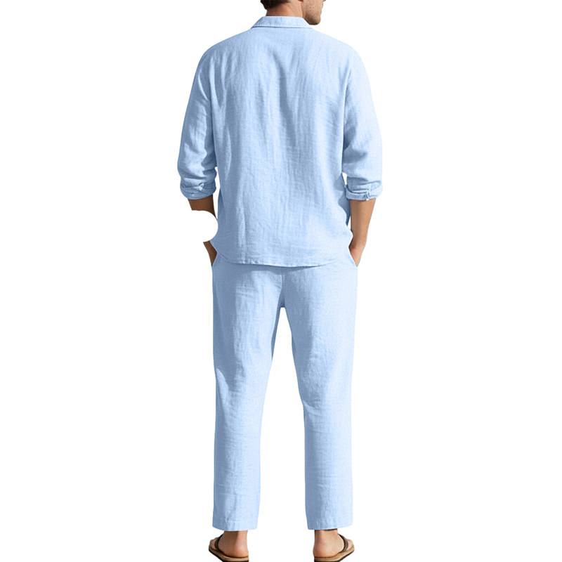 Frühling Sommer Leinen Freizei – Mens Linen Shirt Long Sleeve Bewertung und Preis
